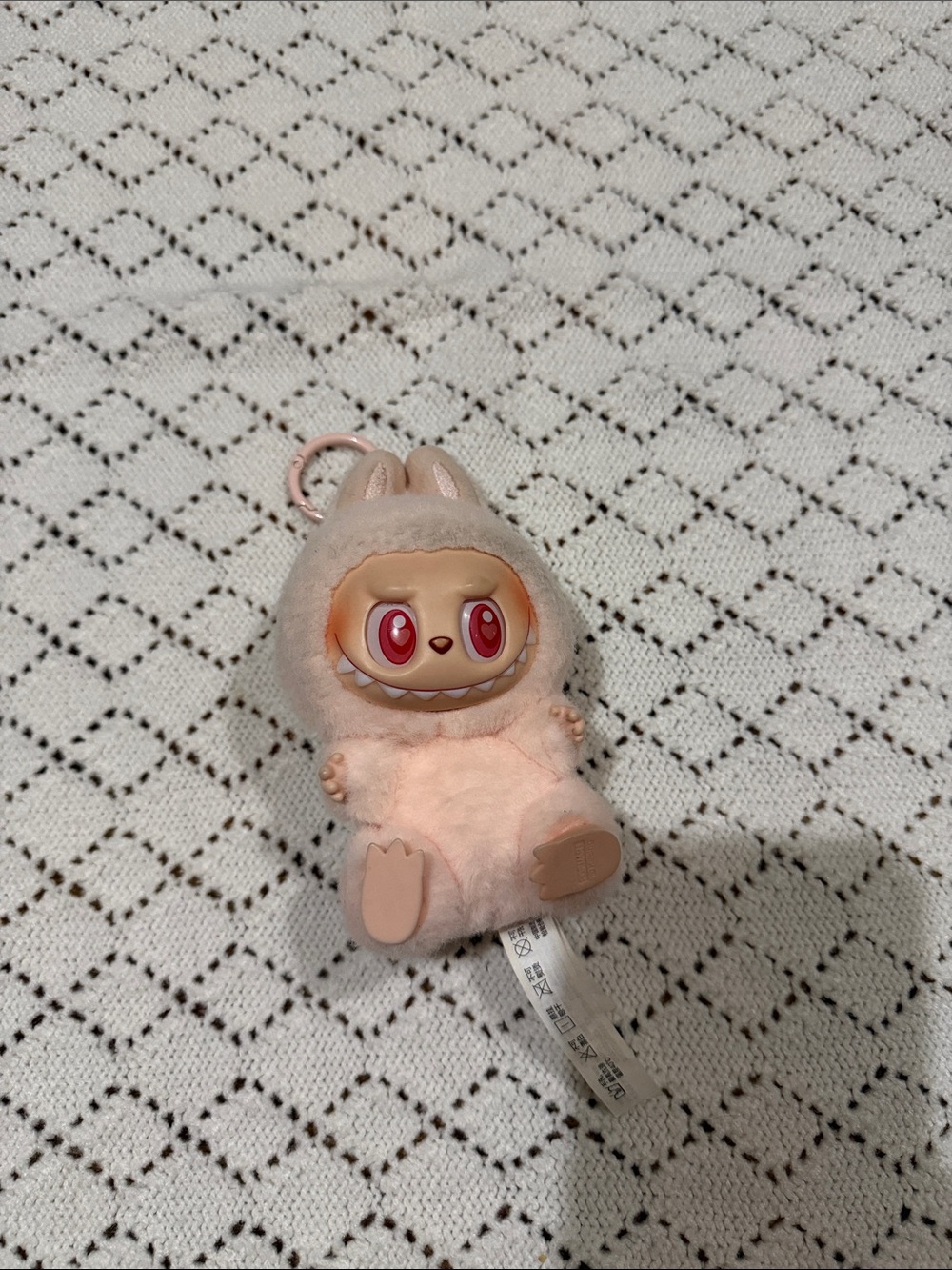 Plush Pink Bunny Monster Keyring - Cute Soft Backpack Charm